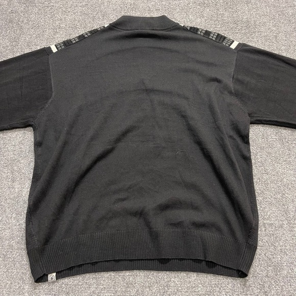 Vintage Stacey Adams Black Striped 1/4 Zip Sweater Cotton Blend - Picture 4 of 9